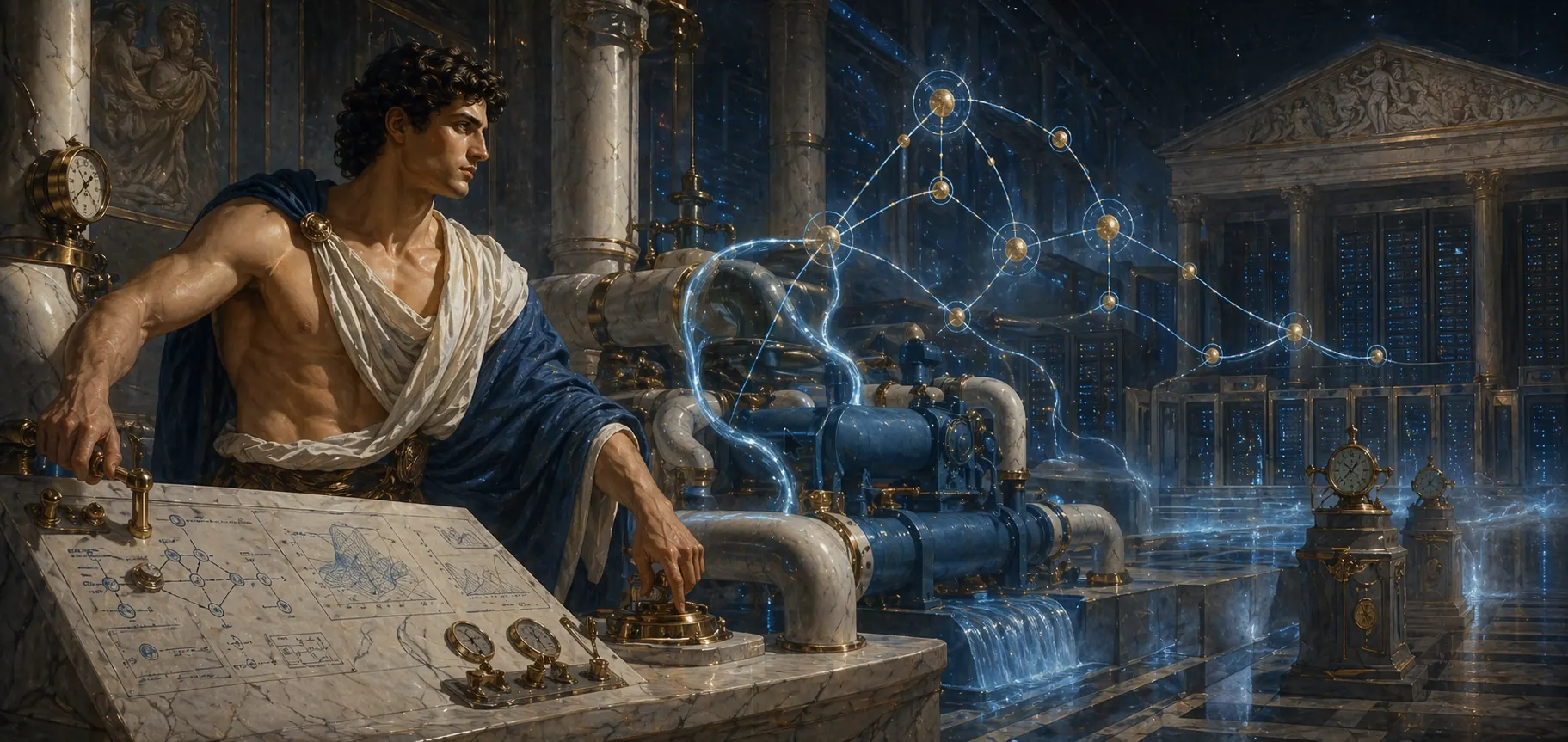 文艺复兴风格的数据中心空调节能项目背景图