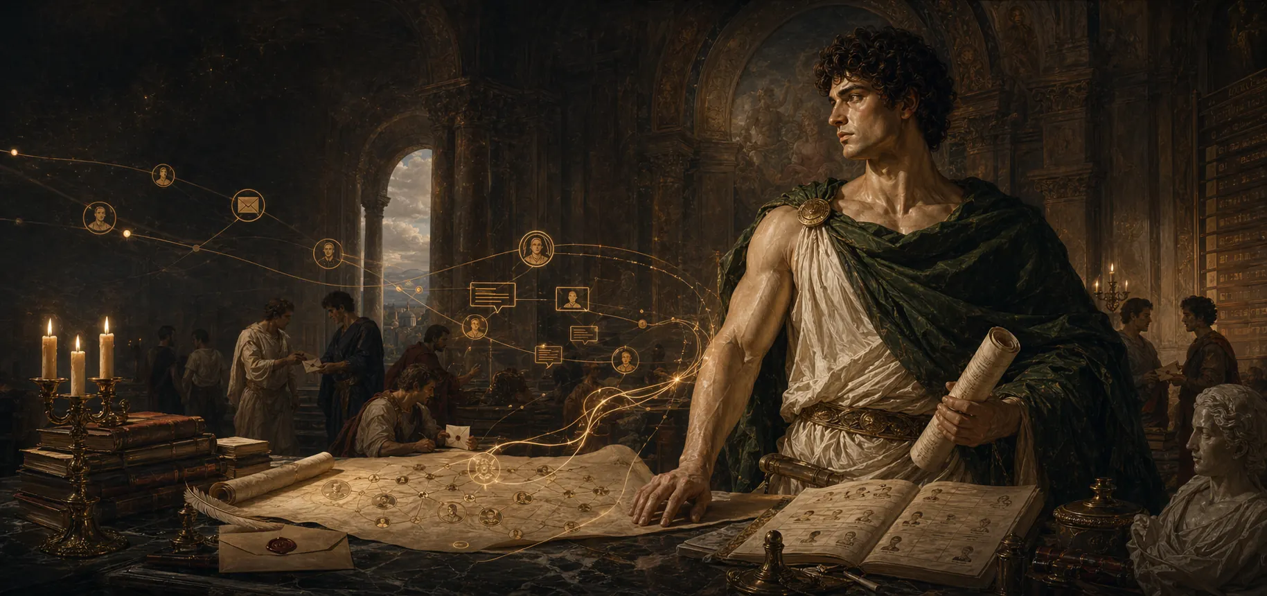 文艺复兴风格的企业沟通 Agent 项目背景图