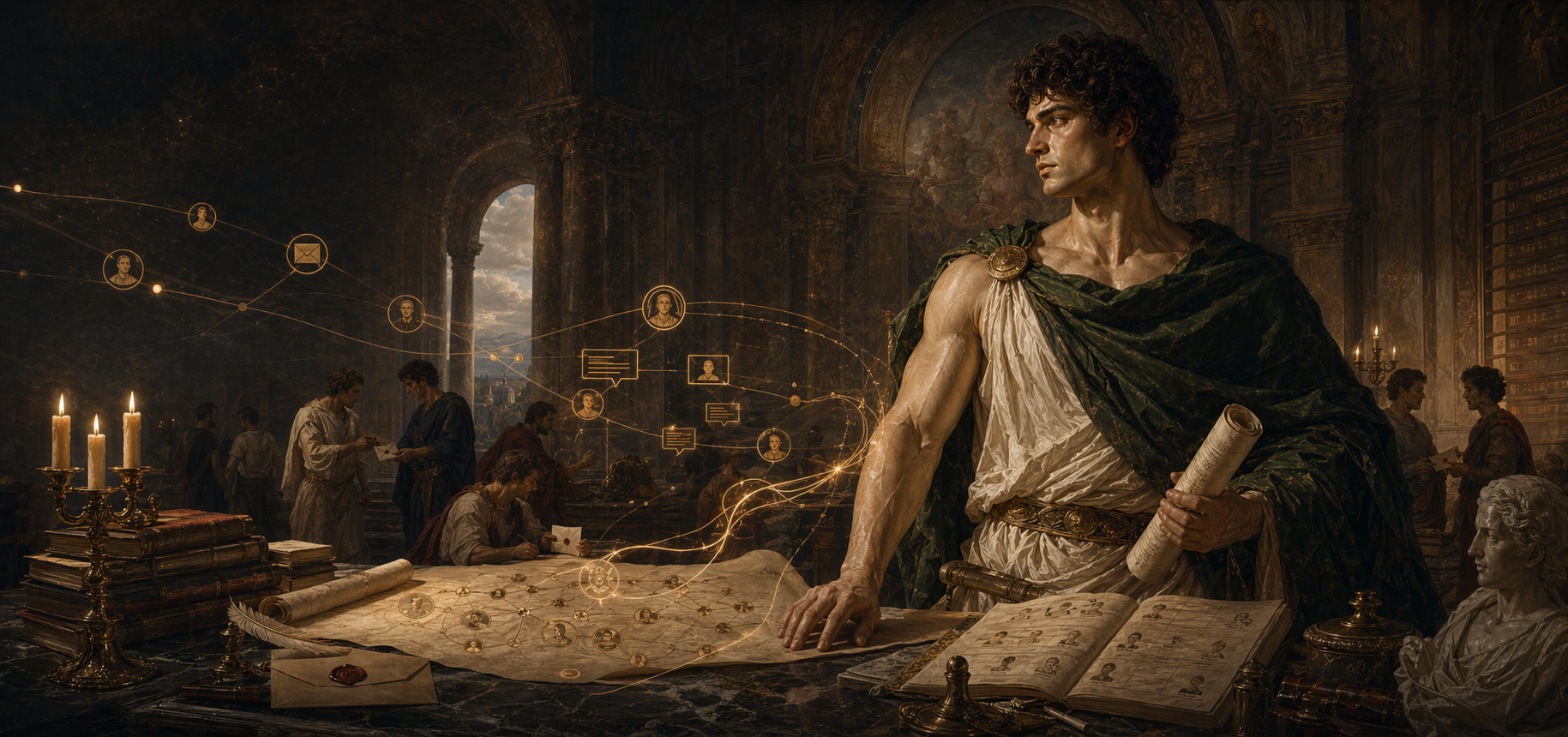 文艺复兴风格的企业沟通 Agent 项目背景图